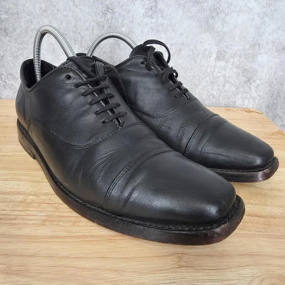 Thursday Oxford Shoes Men 7.5 Black Leather Cap Toe Everyday Dress Derby Shoes *